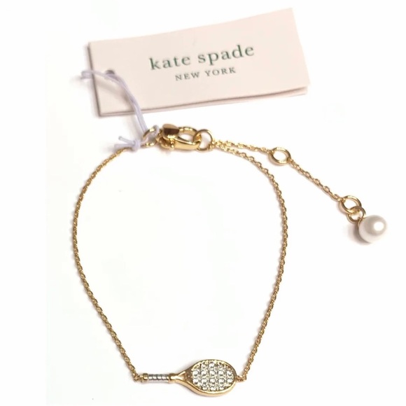 kate spade Jewelry Nwt Kate Spadetennis Racket 2k Gold Plated Brass